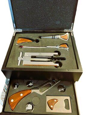 Luxury Wine Accessories Set Wooden Box Germany Premium New 11x18x22